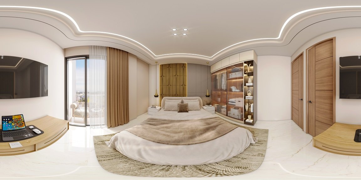 explore stunning bedrooms through 360 reality visualization